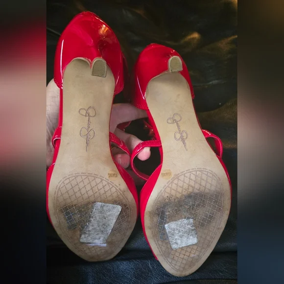 Jessica Simpson red studded patent leather Heels sz6.5M 36.5 - Picture 4 of 8